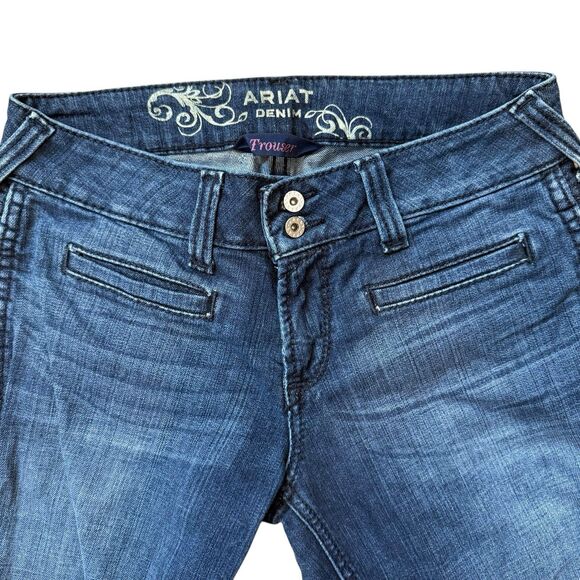 Ariat Jeans Women's 28XL Trouser Mid Rise Stretch Outseam Ella Wide Leg Blue - Picture 2 of 13